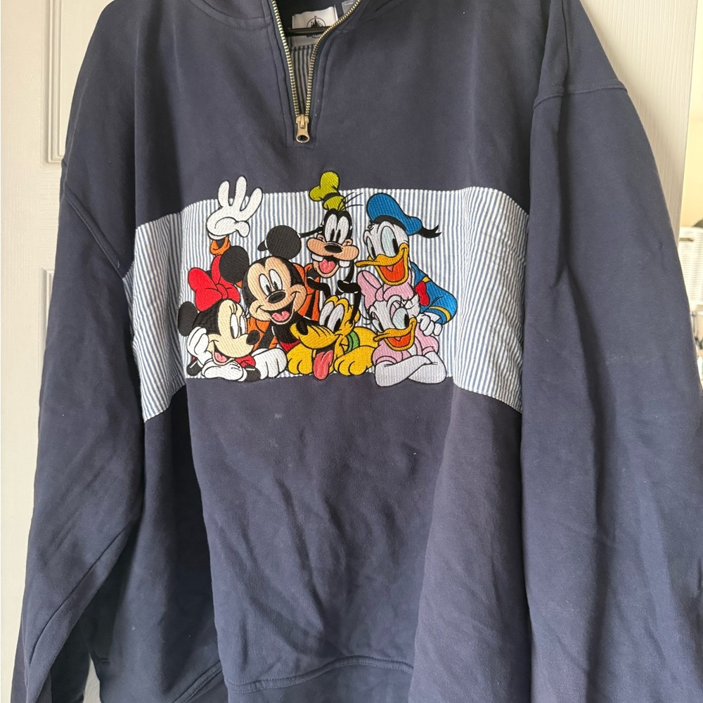 Disney Navy and White Striped Sweatshirt